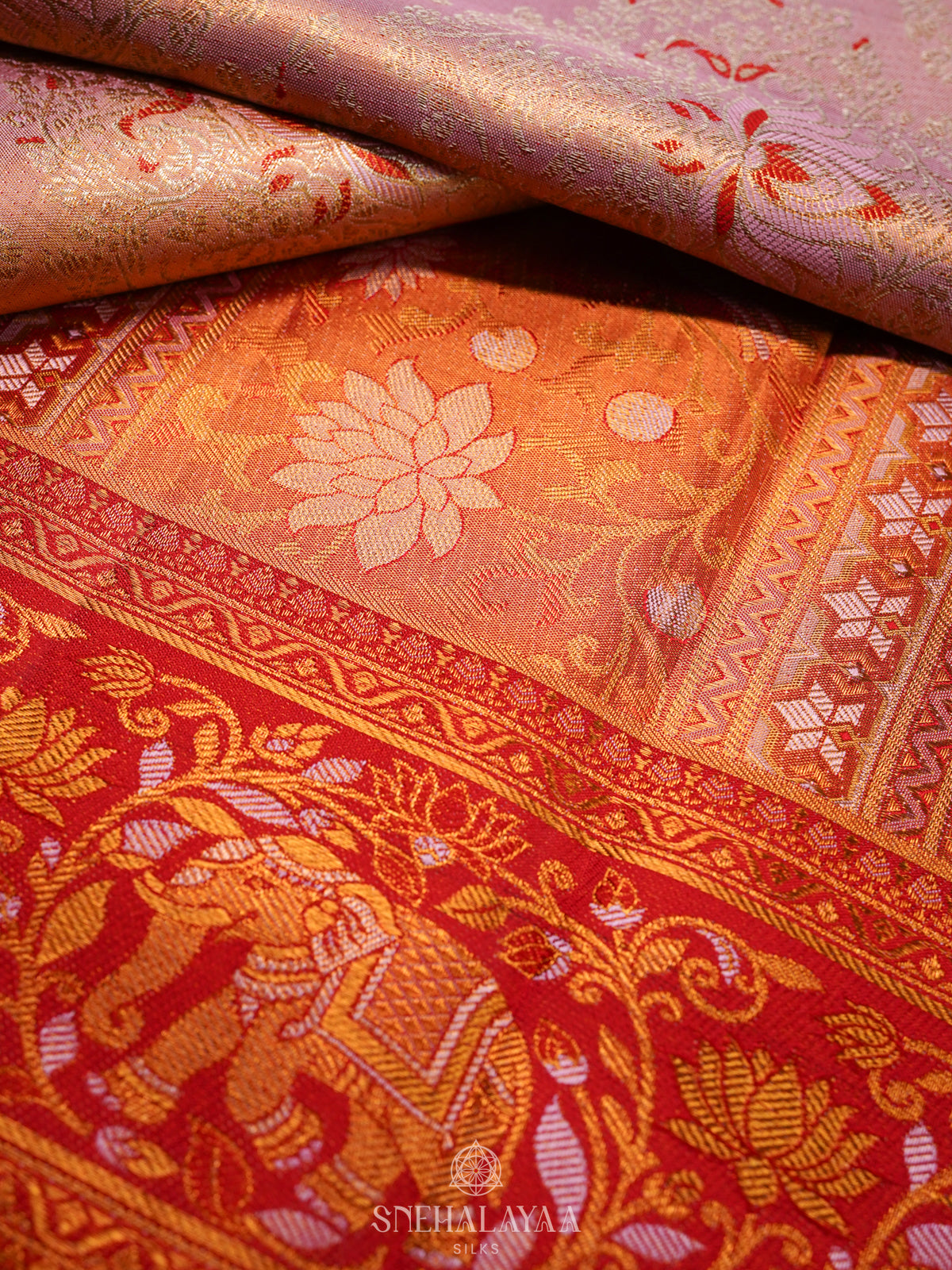 Rose Pink Kanjivaram Silk Saree