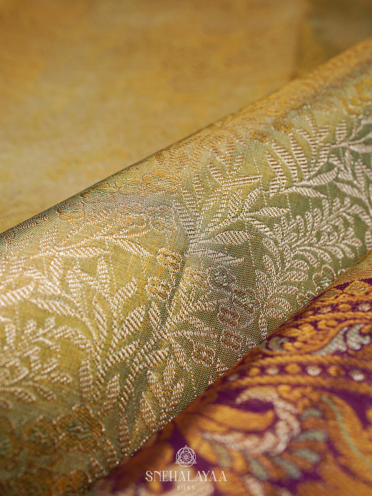 Lime Green Kanjivaram Silk Saree