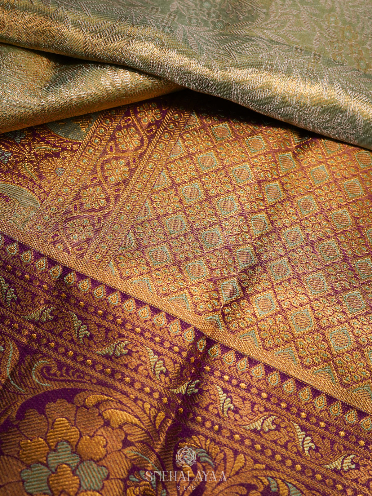 Lime Green Kanjivaram Silk Saree