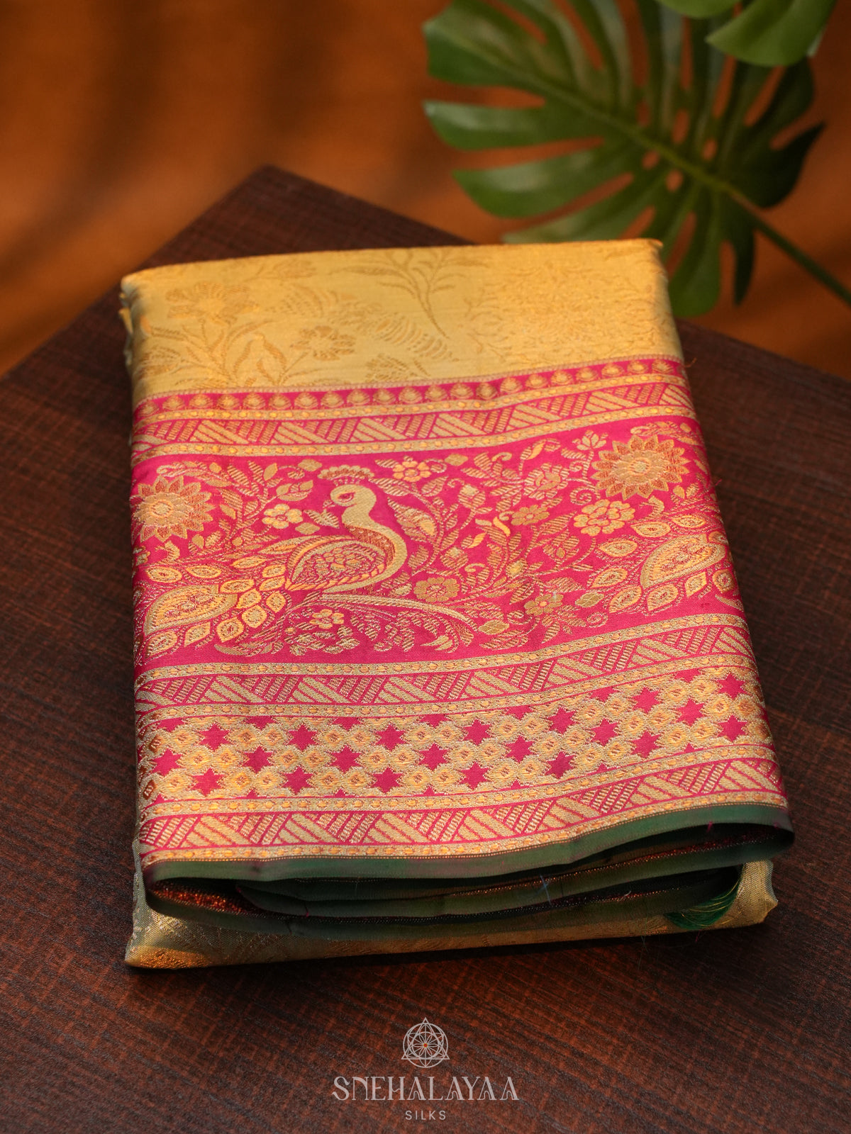 Lime Green Kanjivaram Silk Saree