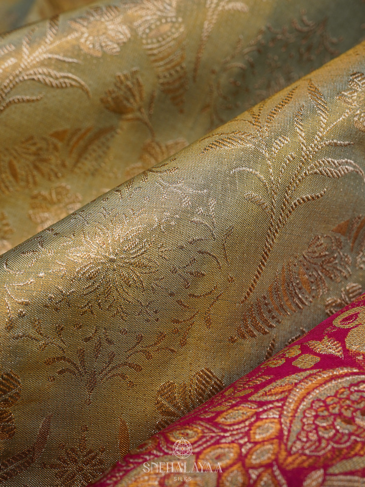 Lime Green Kanjivaram Silk Saree