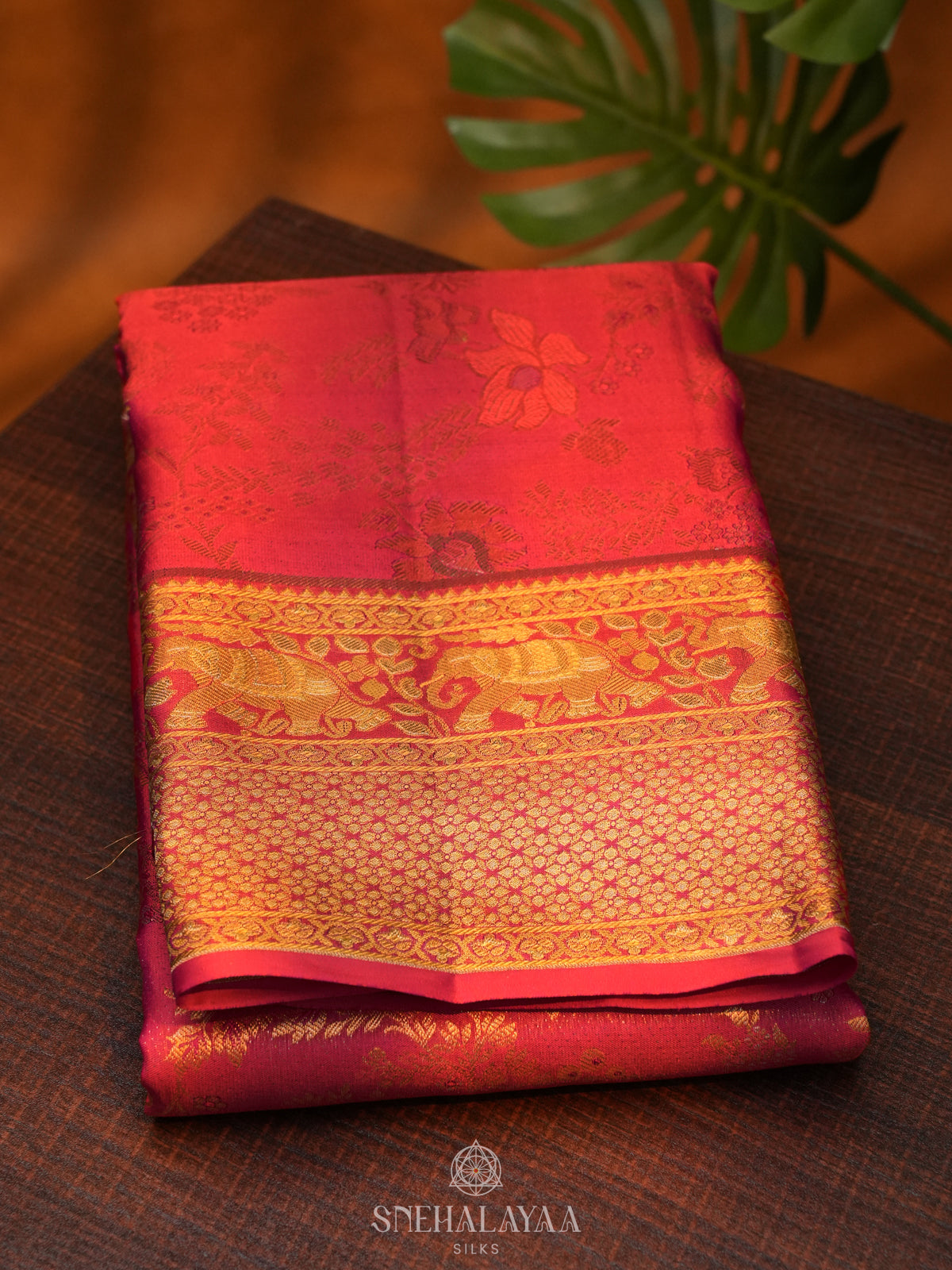Ruby Red Kanjivaram Silk Saree