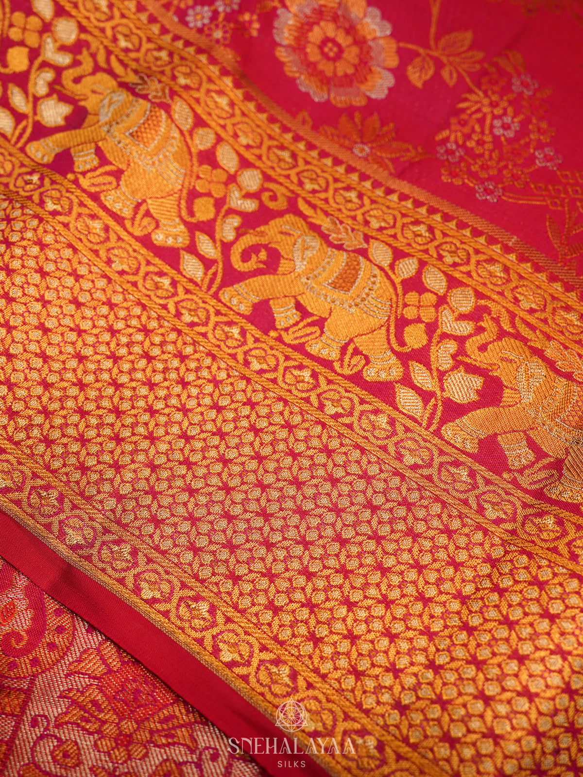 Ruby Red Kanjivaram Silk Saree