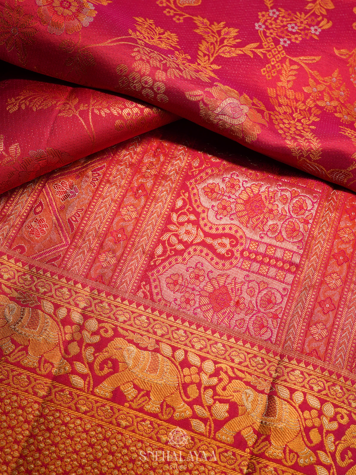 Ruby Red Kanjivaram Silk Saree