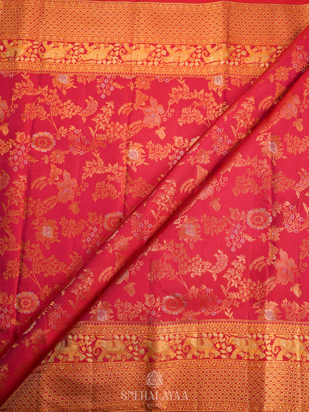 Ruby Red Kanjivaram Silk Saree