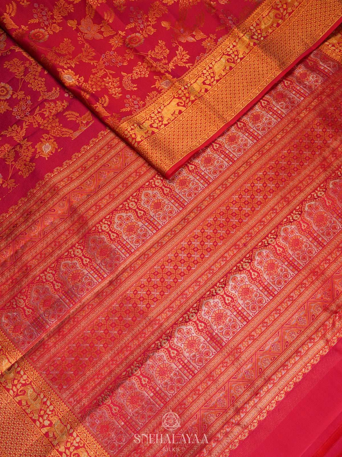 Ruby Red Kanjivaram Silk Saree