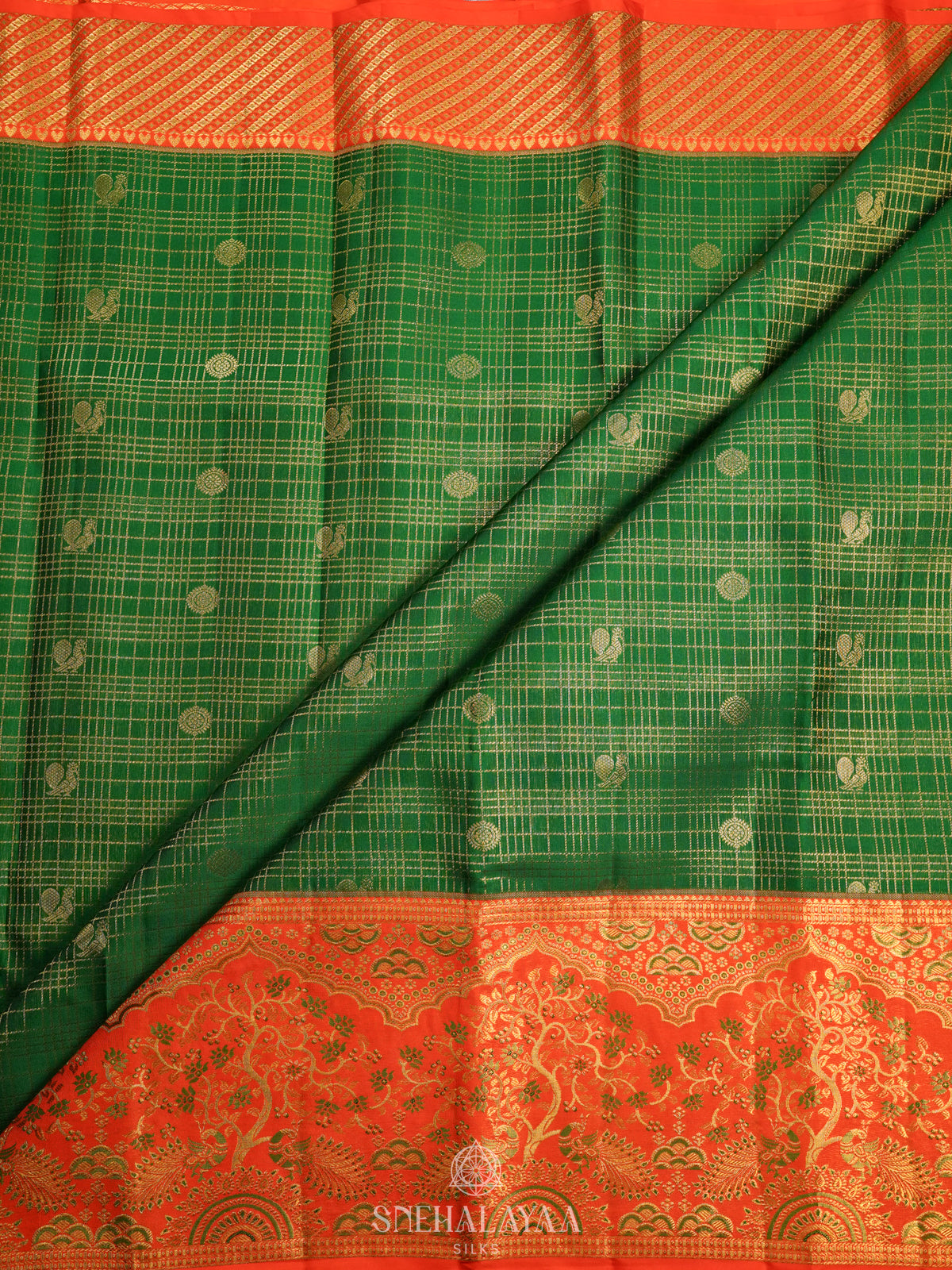 Emerald Green Kanjivaram Silk Saree