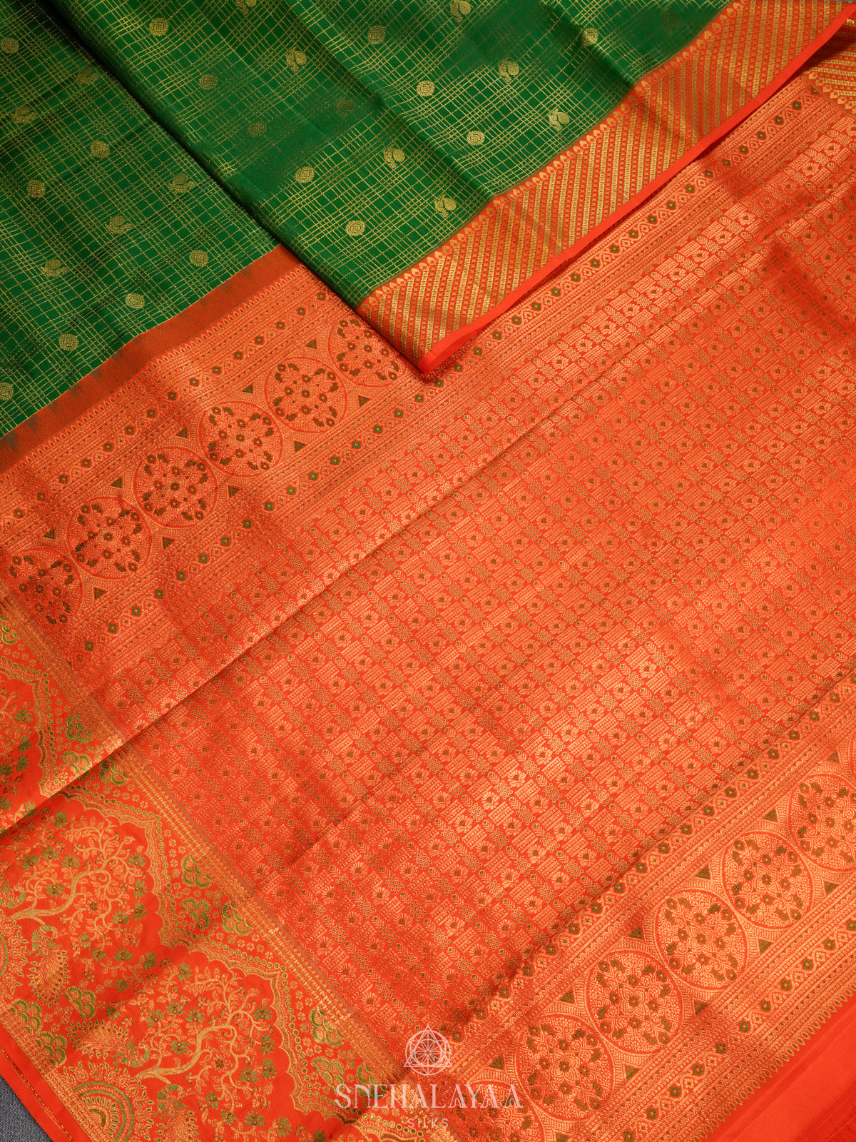 Emerald Green Kanjivaram Silk Saree