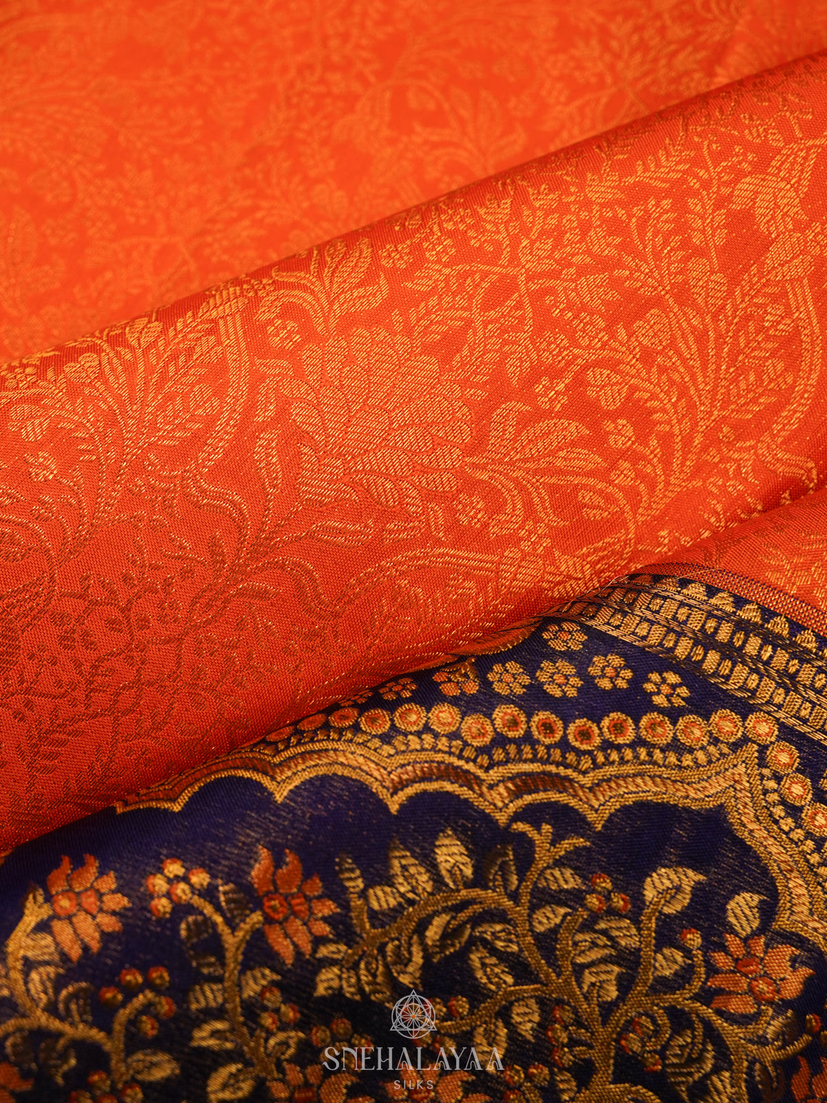 Orange Kanjivaram Silk Saree