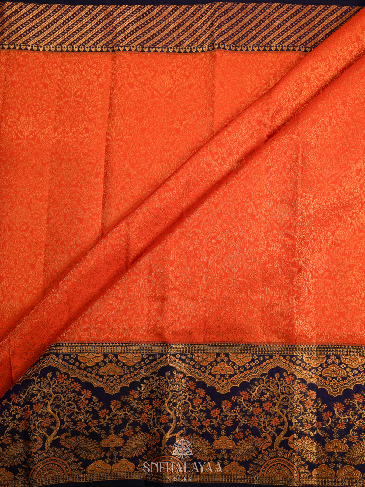 Orange Kanjivaram Silk Saree