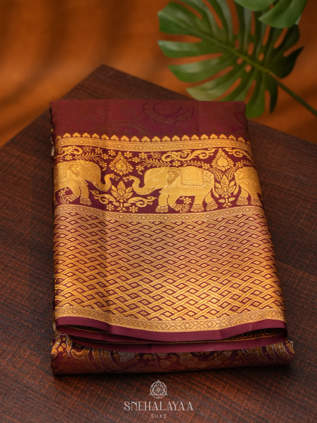 Burgundy Kanjivaram Silk Saree