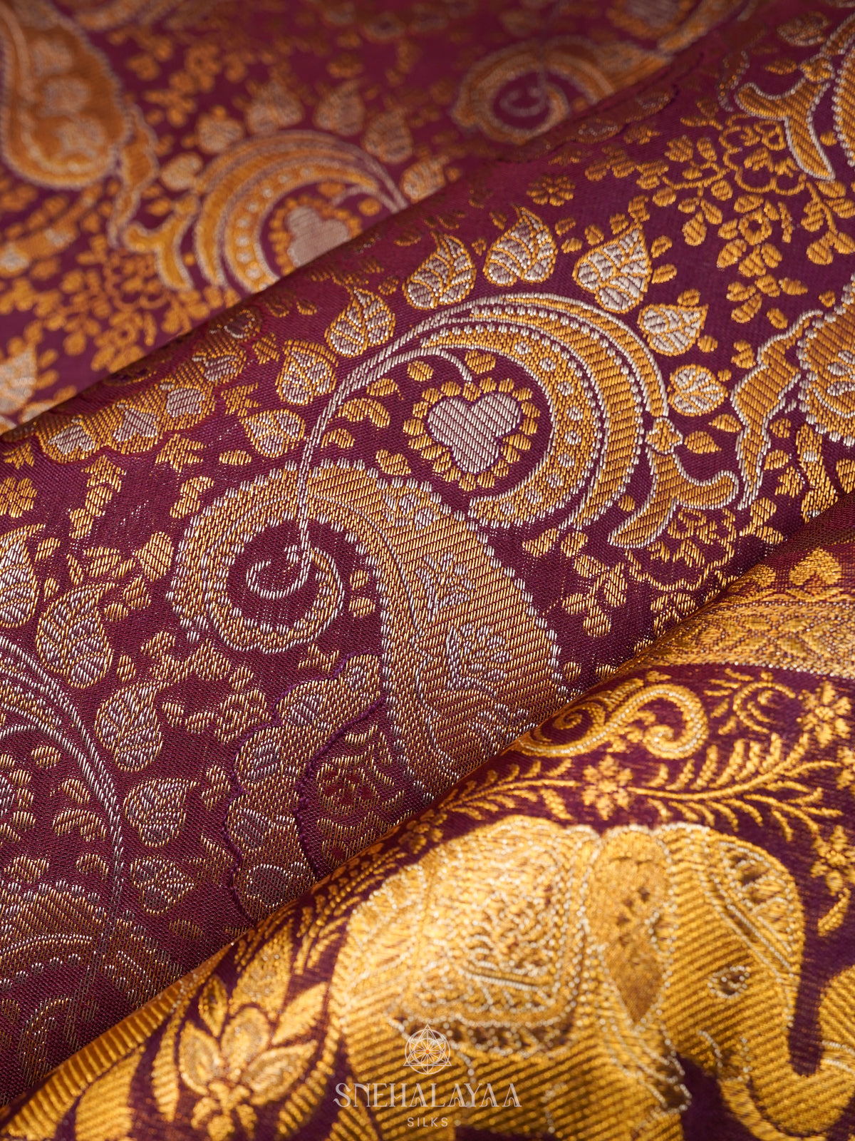 Burgundy Kanjivaram Silk Saree