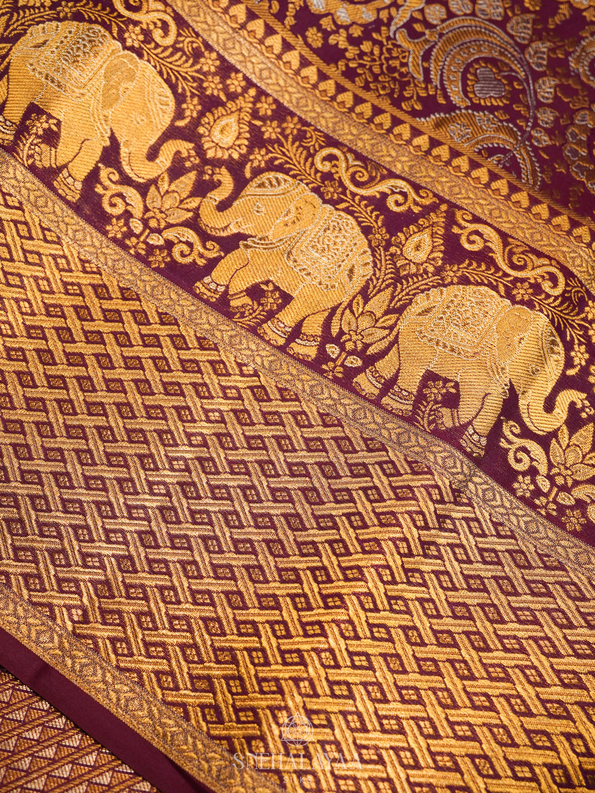 Burgundy Kanjivaram Silk Saree