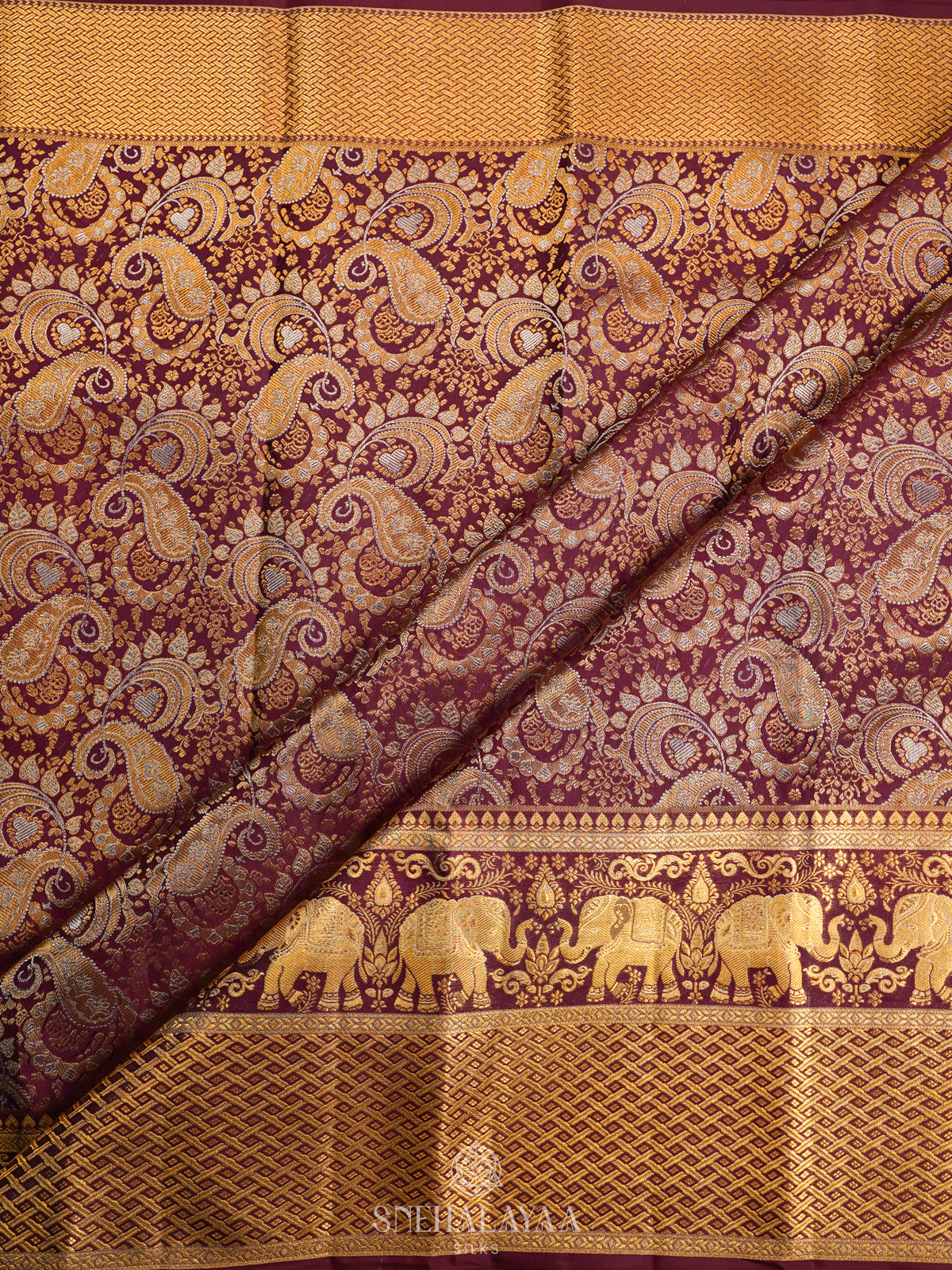 Burgundy Kanjivaram Silk Saree