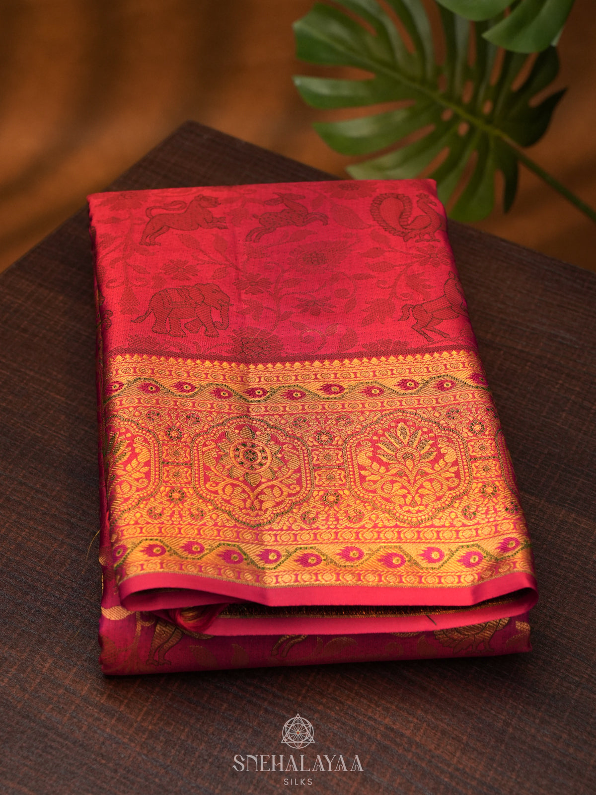 Ruby Red Kanjivaram Silk Saree