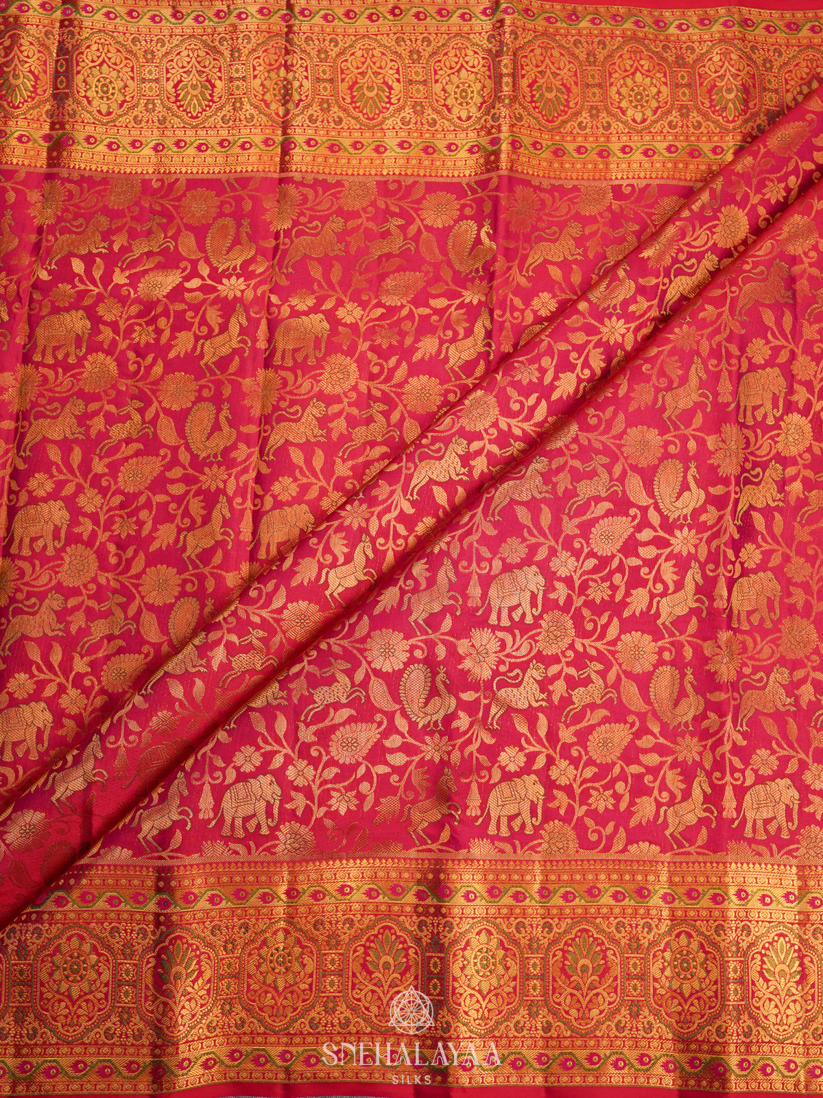 Ruby Red Kanjivaram Silk Saree