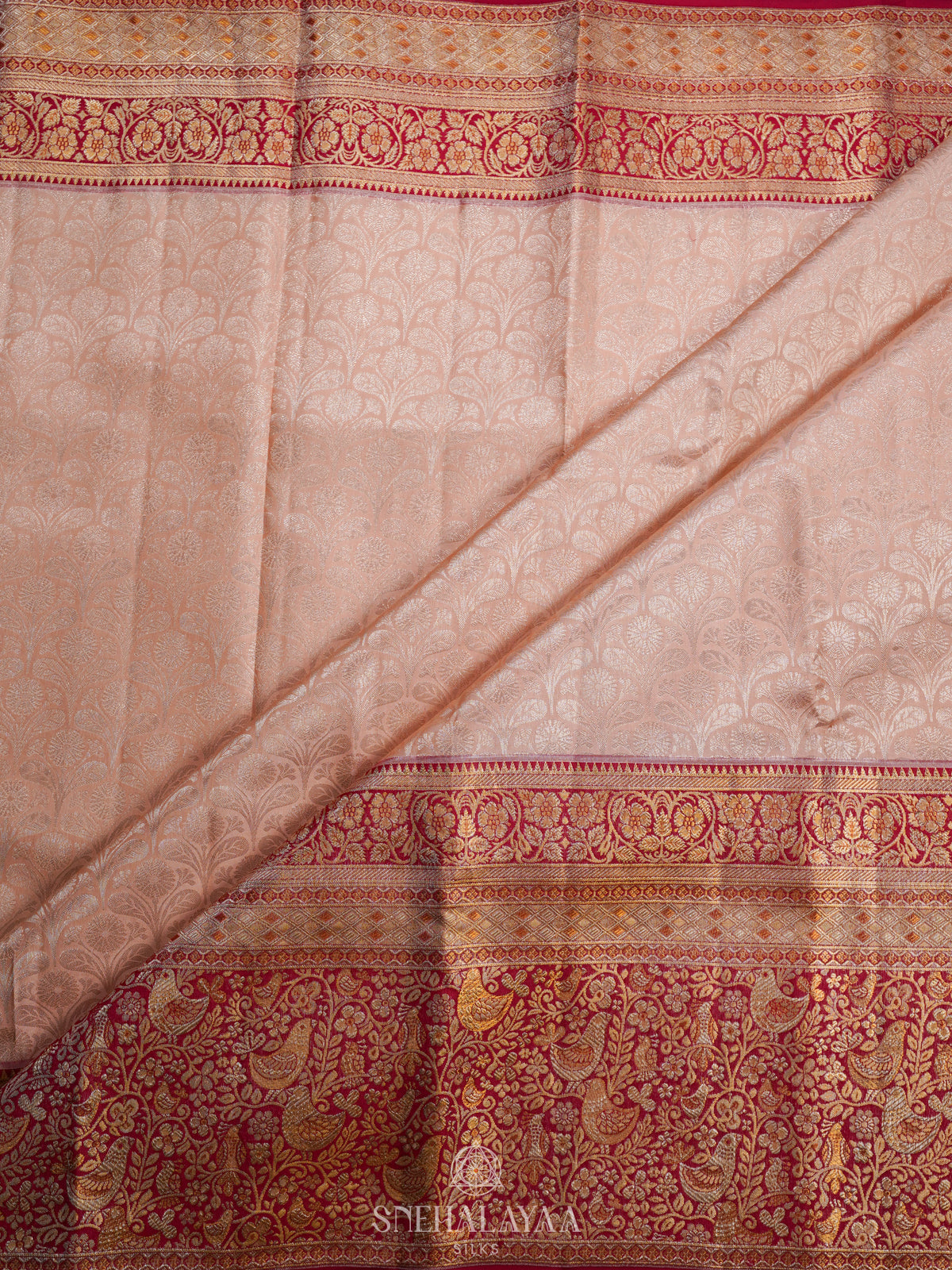 Cream Kanjivaram Silk Saree