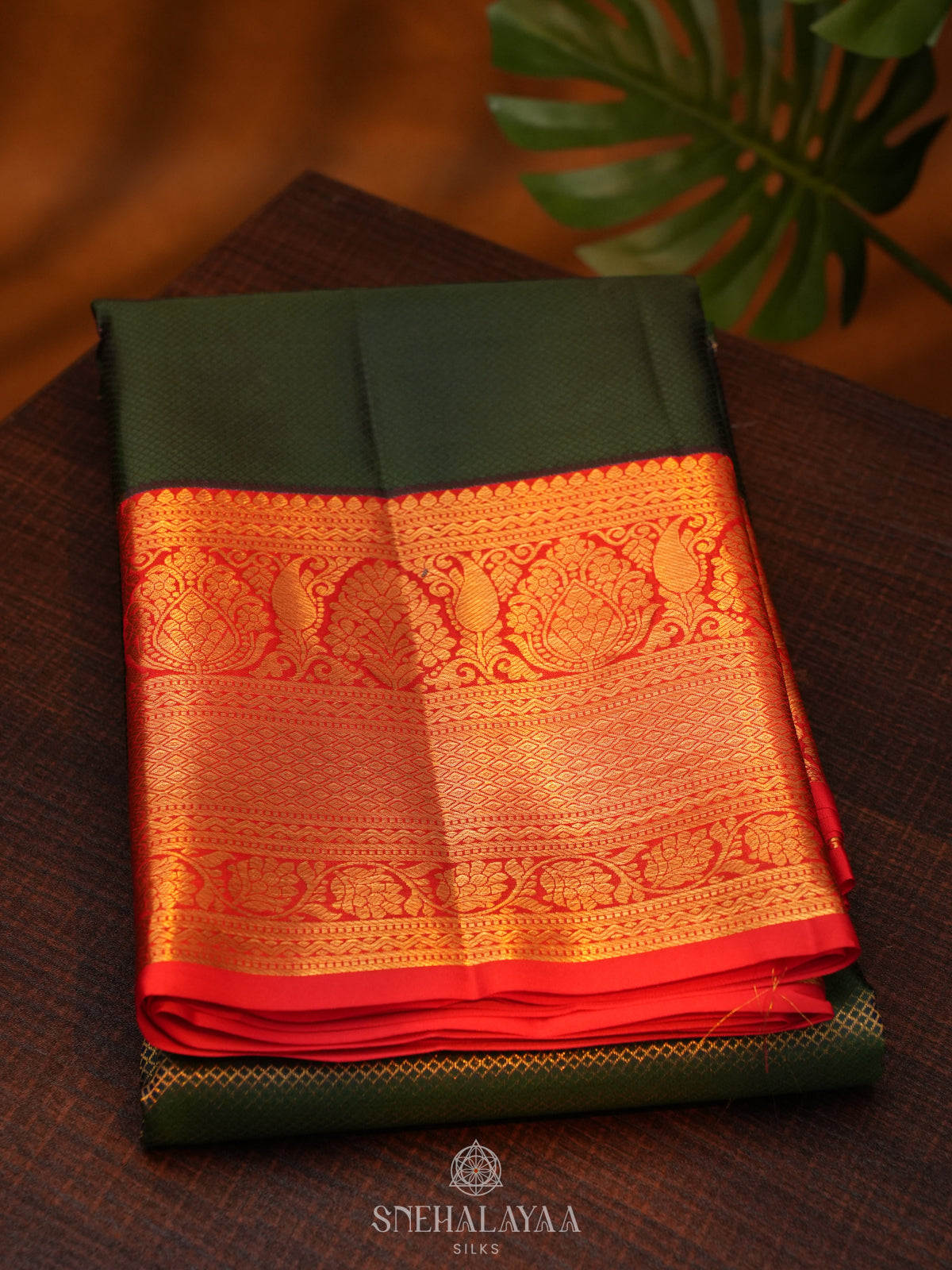 Forest Green Kanjivaram Silk Saree