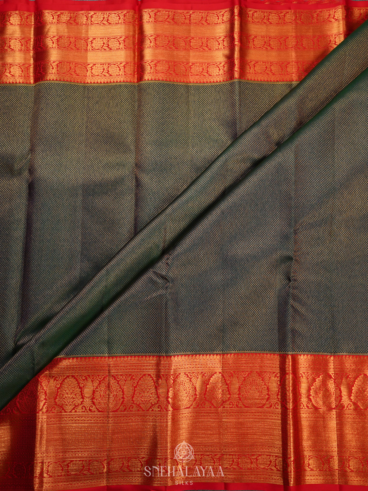 Forest Green Kanjivaram Silk Saree
