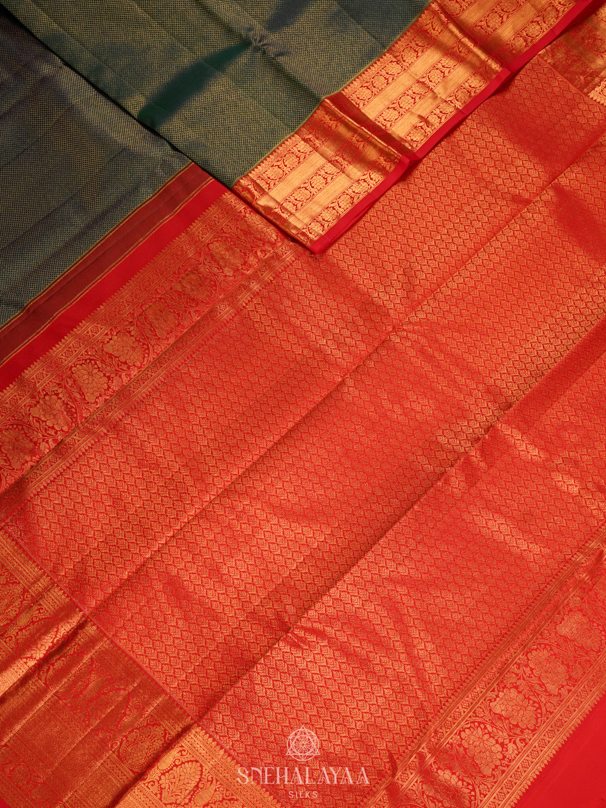 Forest Green Kanjivaram Silk Saree