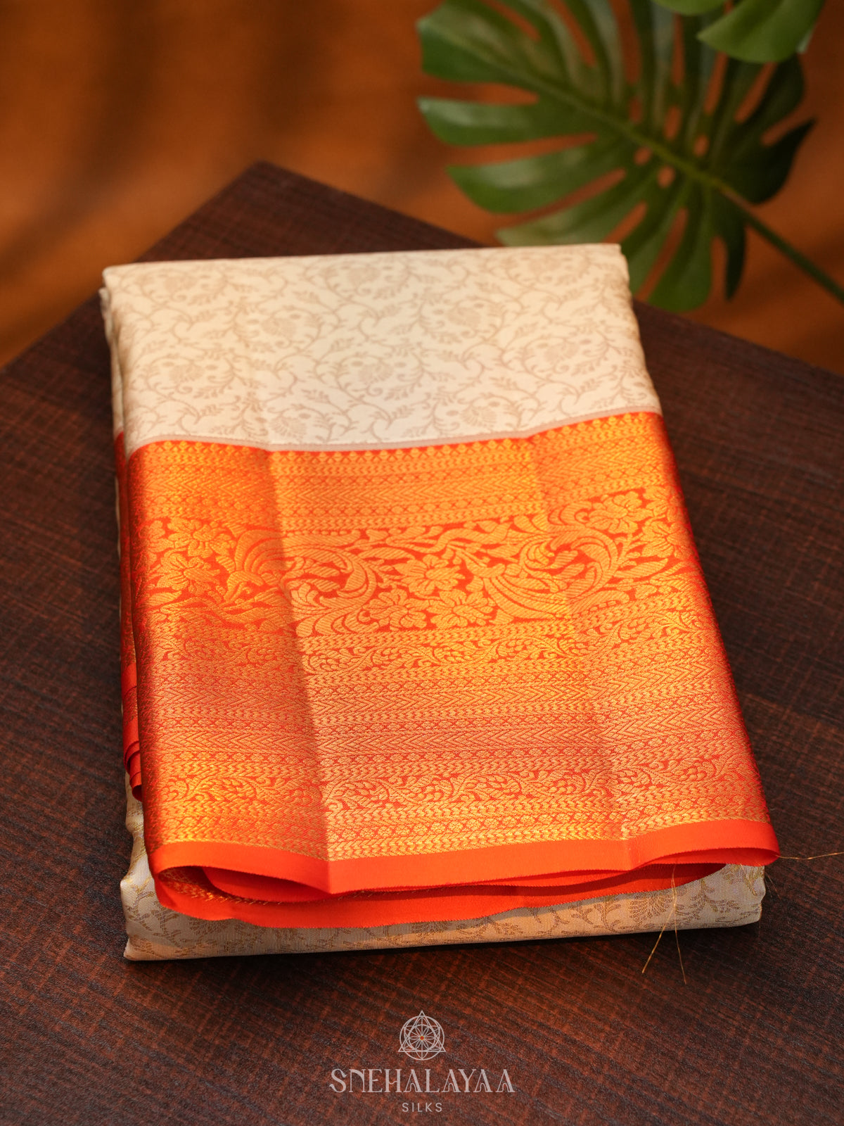 Cream Kanjivaram Silk Saree