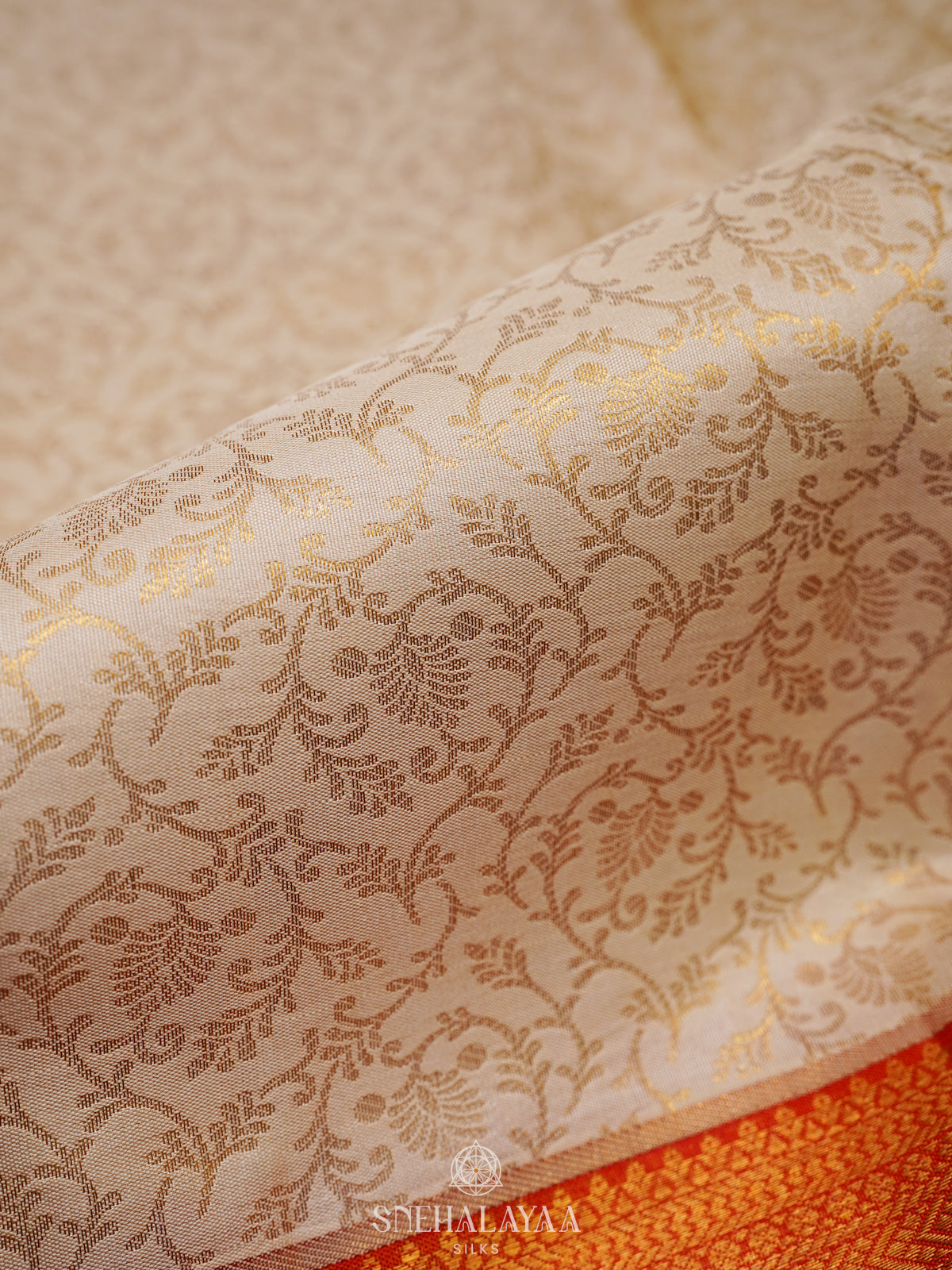 Cream Kanjivaram Silk Saree