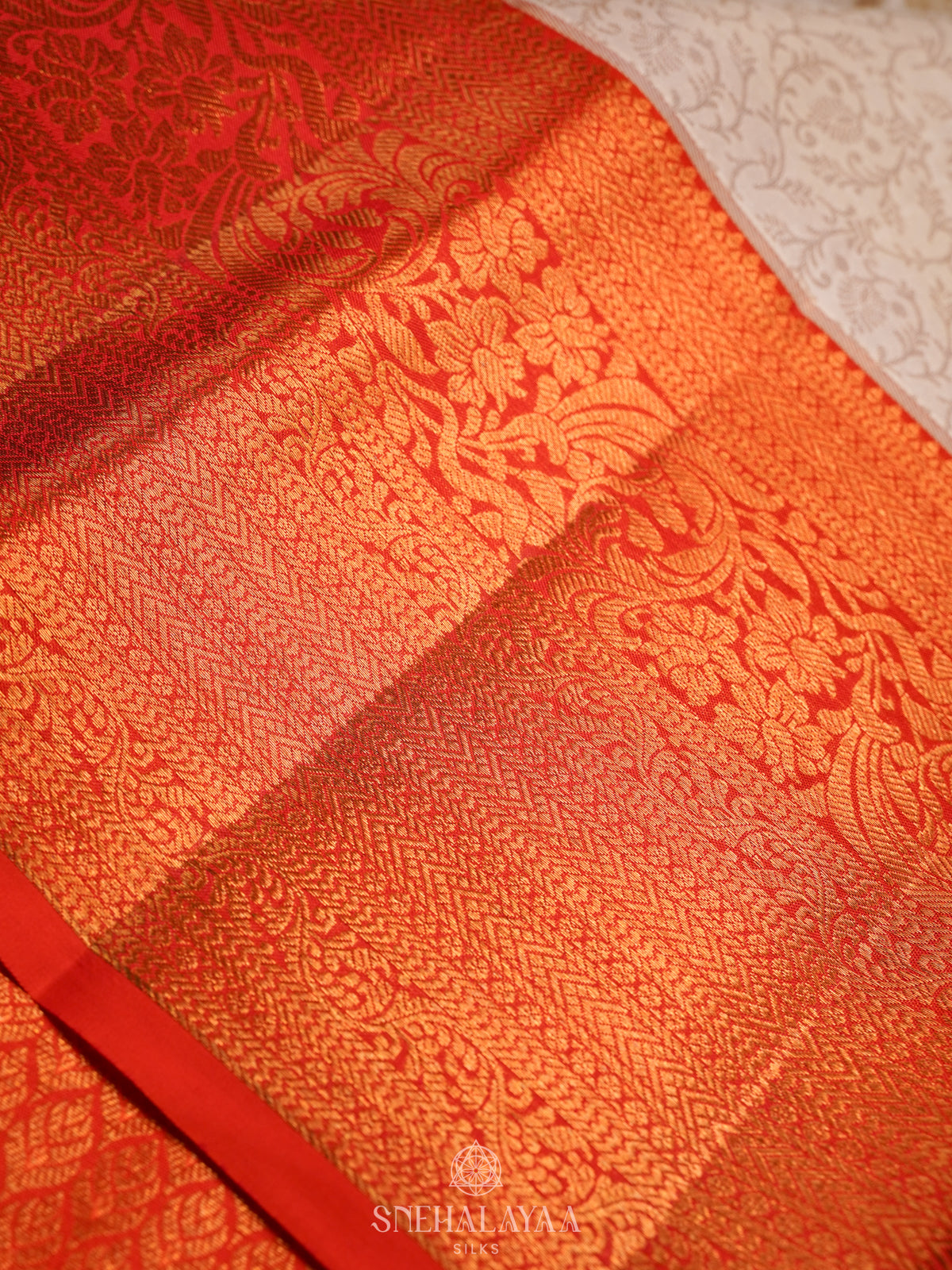 Cream Kanjivaram Silk Saree