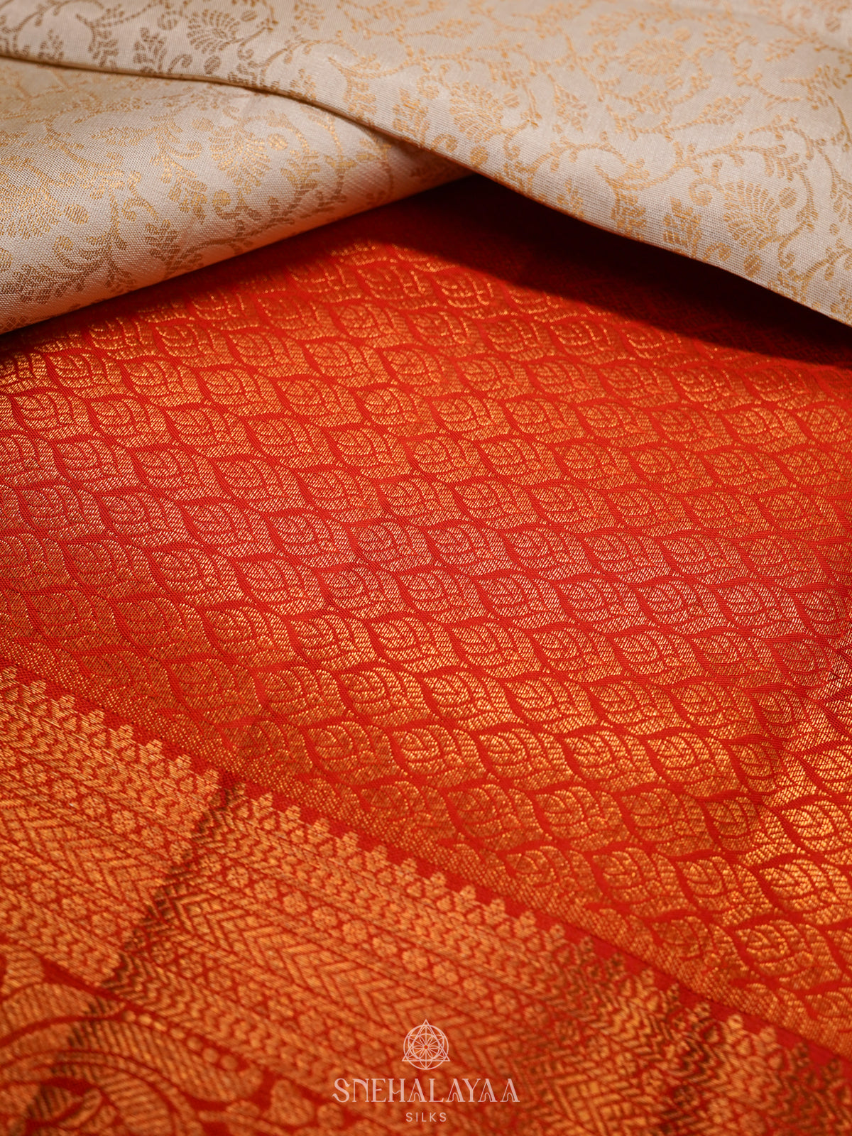 Cream Kanjivaram Silk Saree