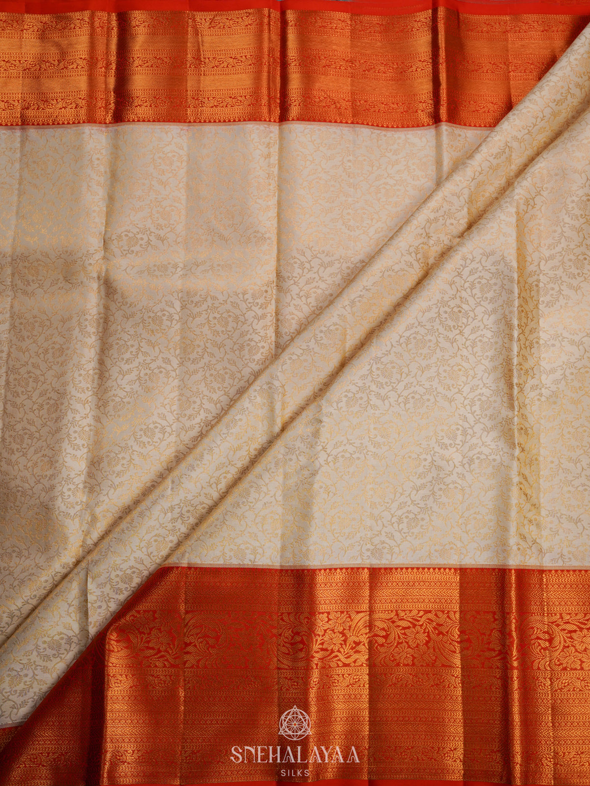 Cream Kanjivaram Silk Saree