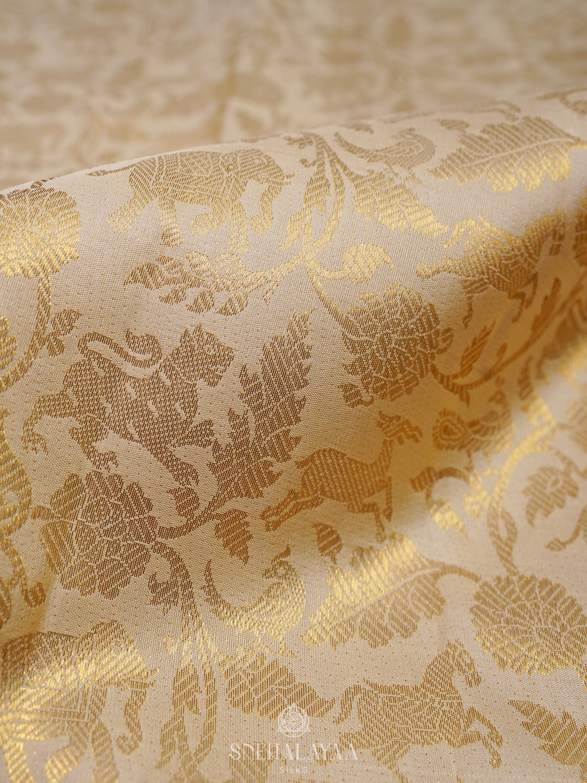 Cream Kanjivaram Silk Saree
