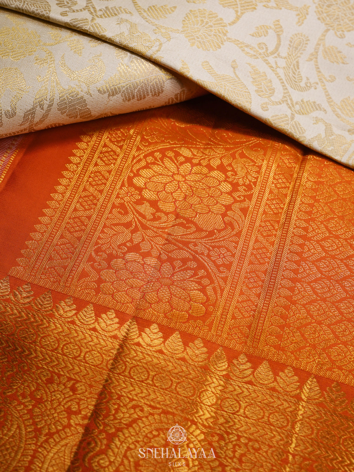 Cream Kanjivaram Silk Saree