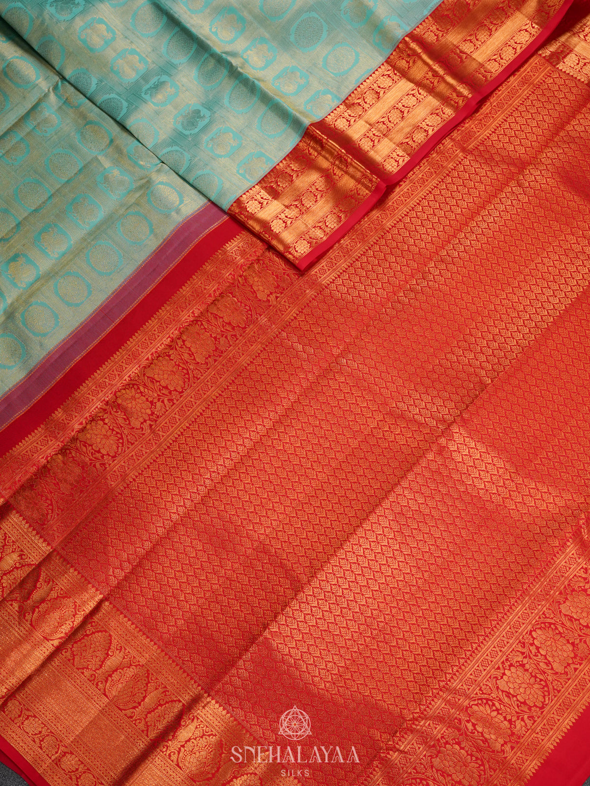 Mint Green Kanjivaram Silk Saree