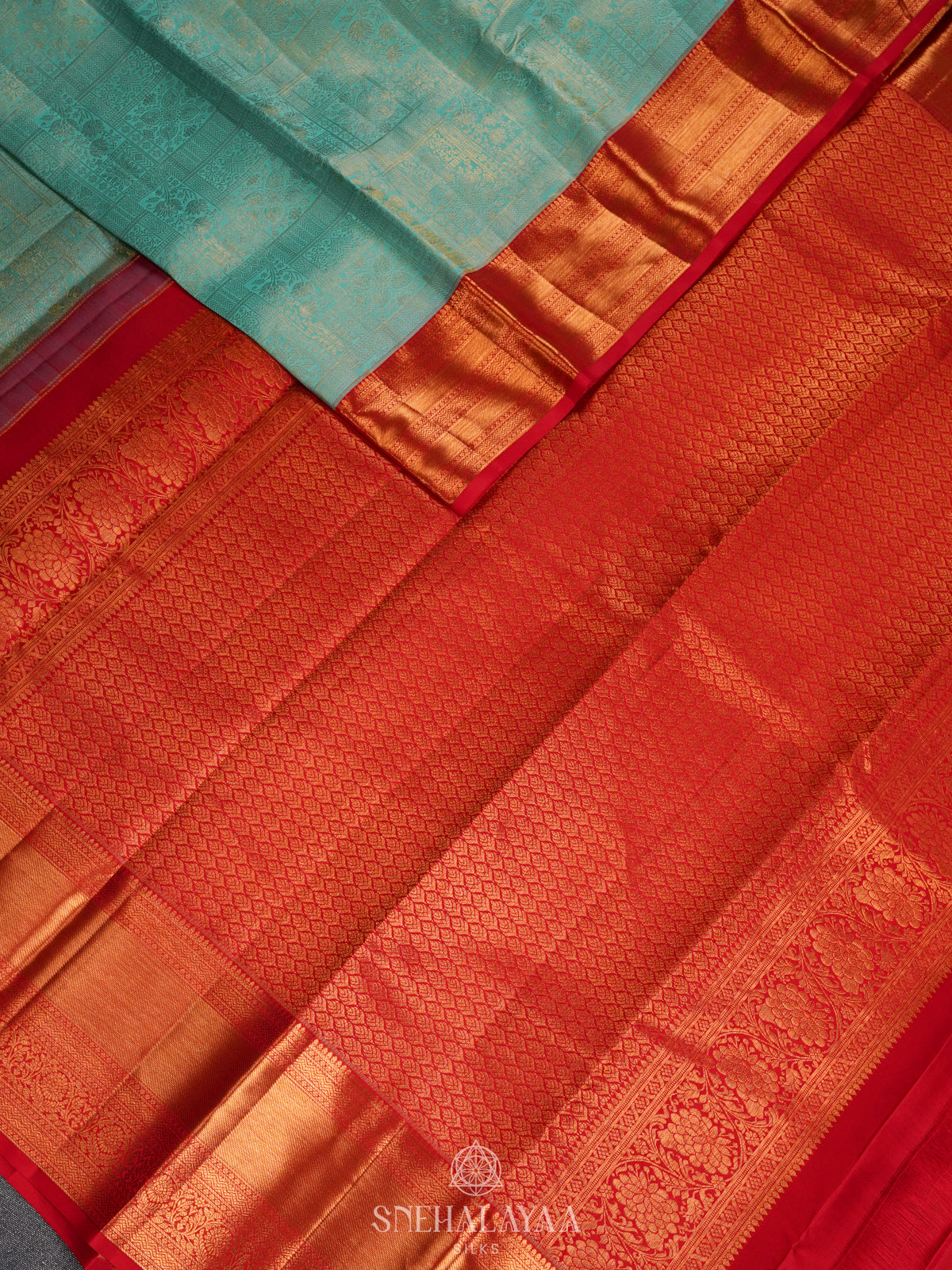 Mint Green Kanjivaram Silk Saree