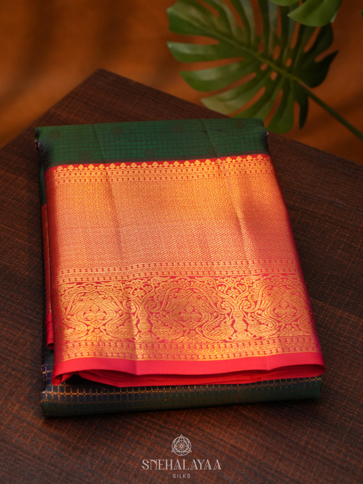 Forest Green Kanjivaram Silk Saree