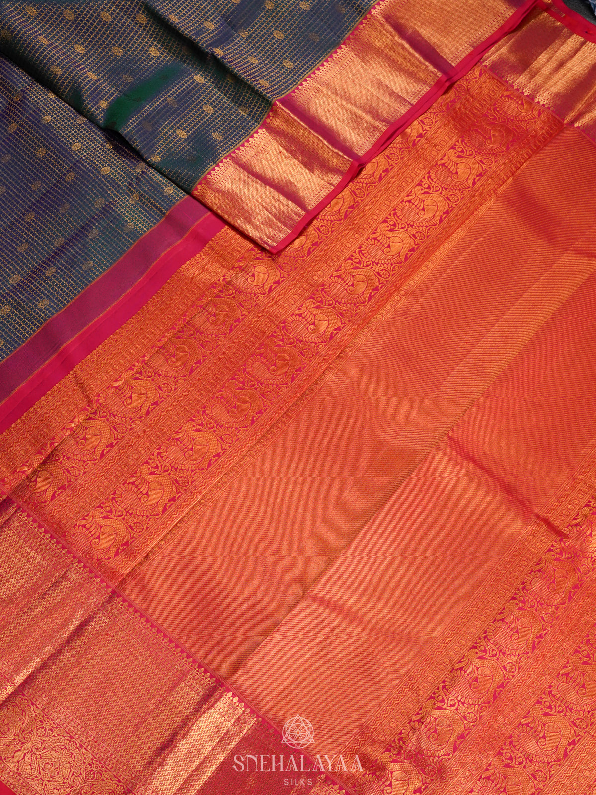 Forest Green Kanjivaram Silk Saree