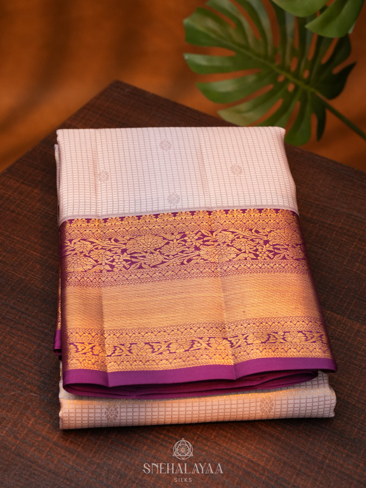 Off White Kanjivaram Silk Saree