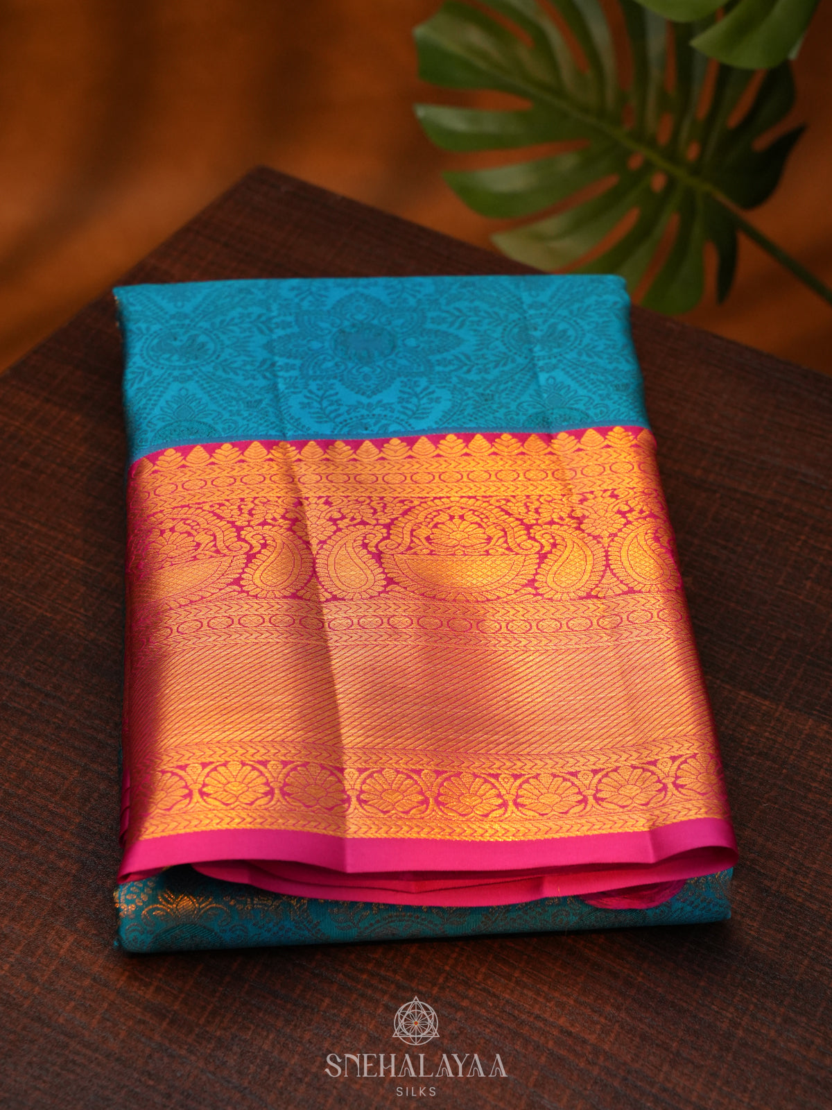 Peacock Blue Kanjivaram Silk Saree