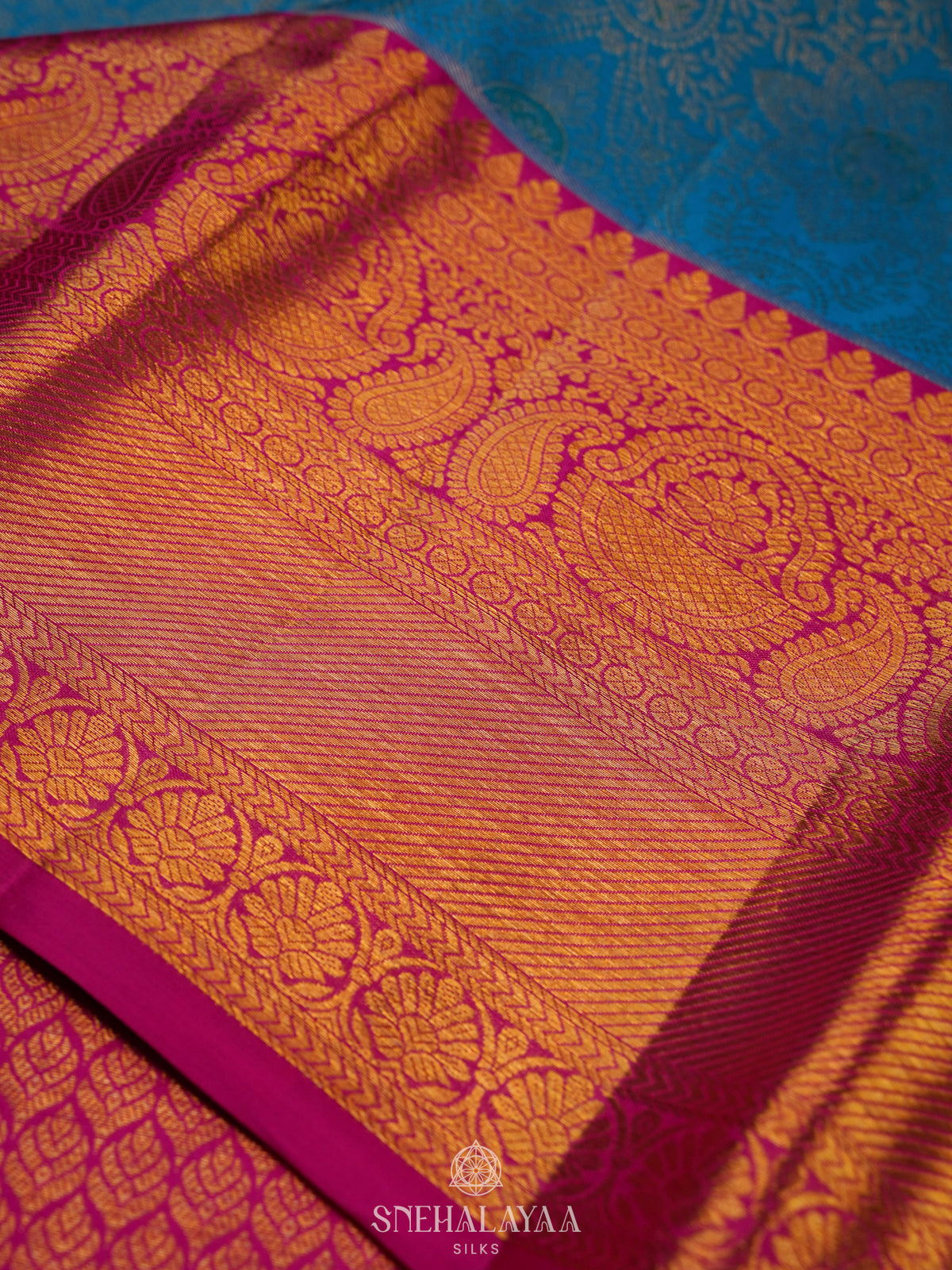 Peacock Blue Kanjivaram Silk Saree