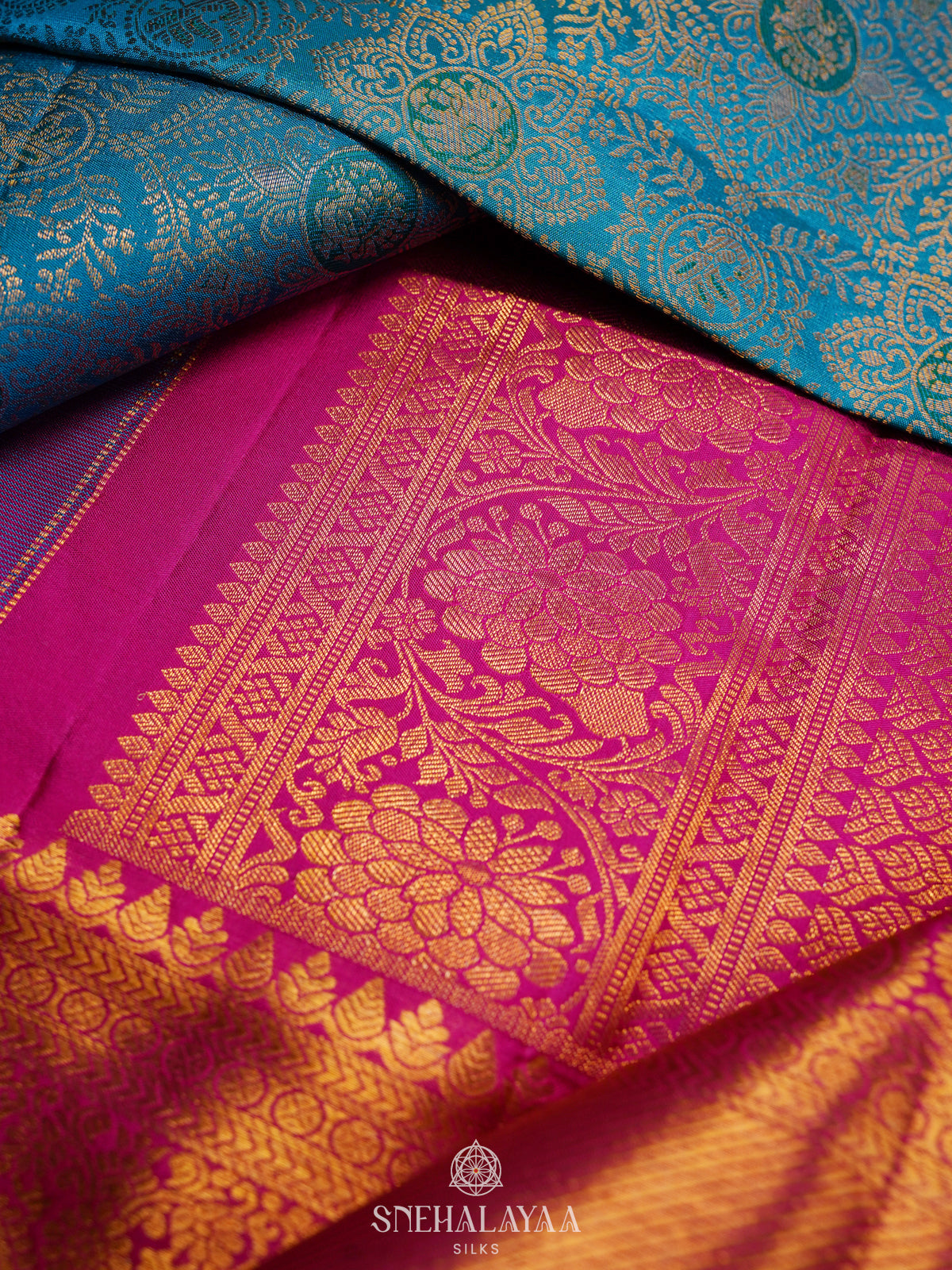 Peacock Blue Kanjivaram Silk Saree