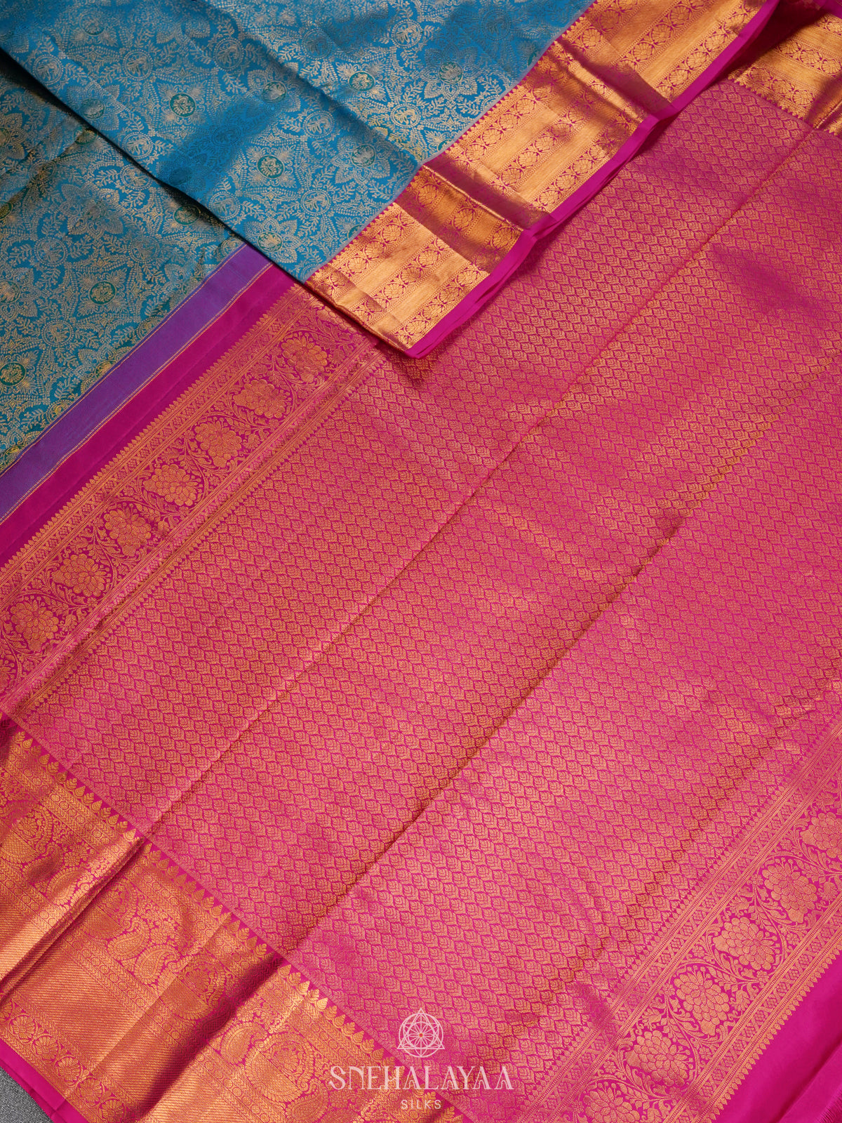 Peacock Blue Kanjivaram Silk Saree