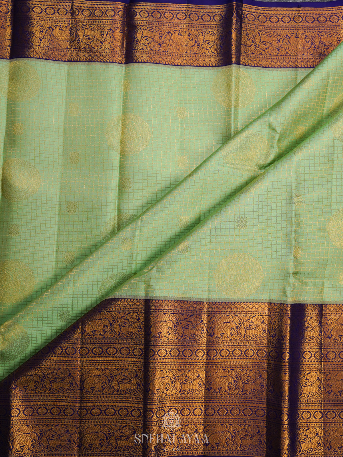 Pista Green Kanjivaram Silk Saree