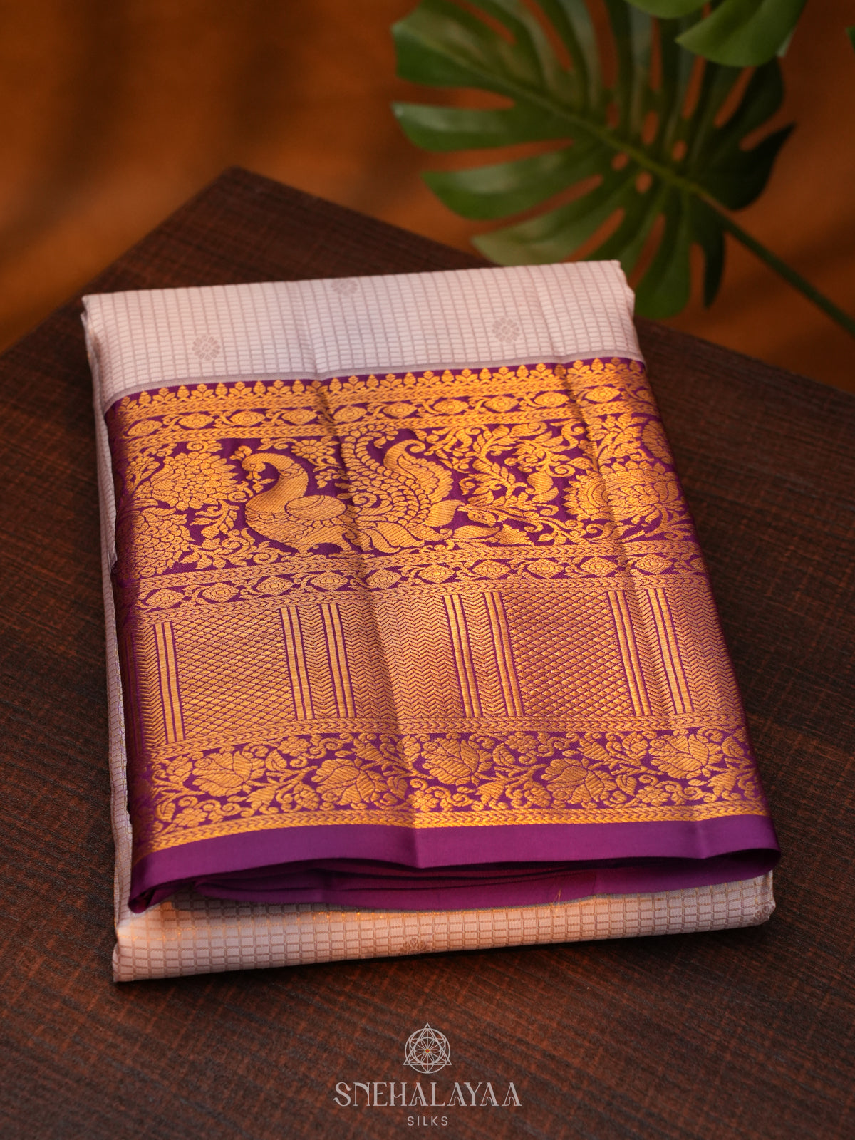 Off White Kanjivaram Silk Saree