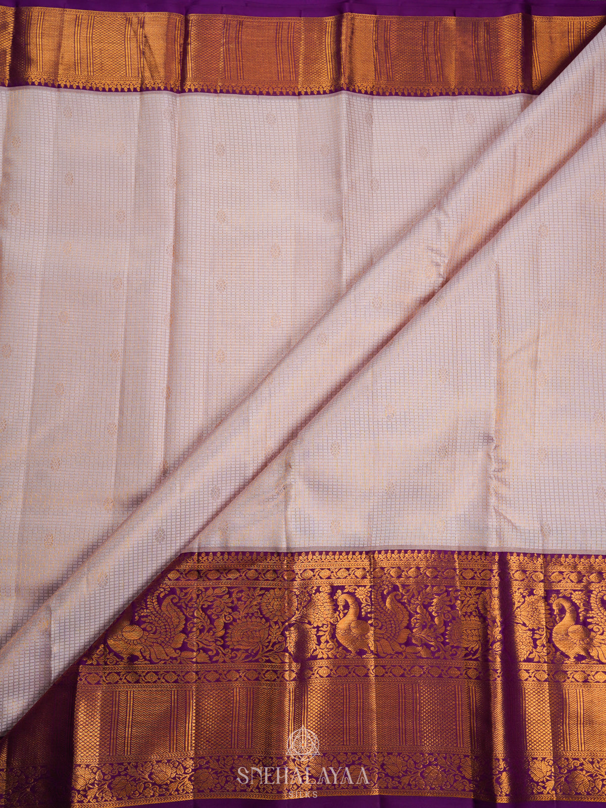 Off White Kanjivaram Silk Saree