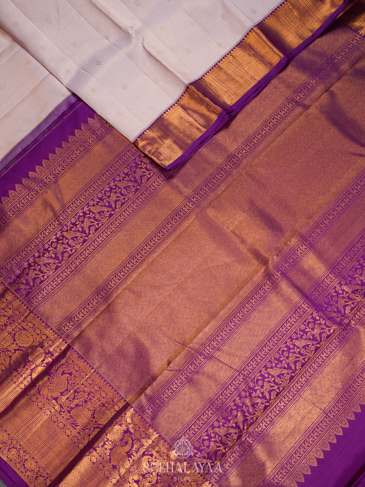 Off White Kanjivaram Silk Saree