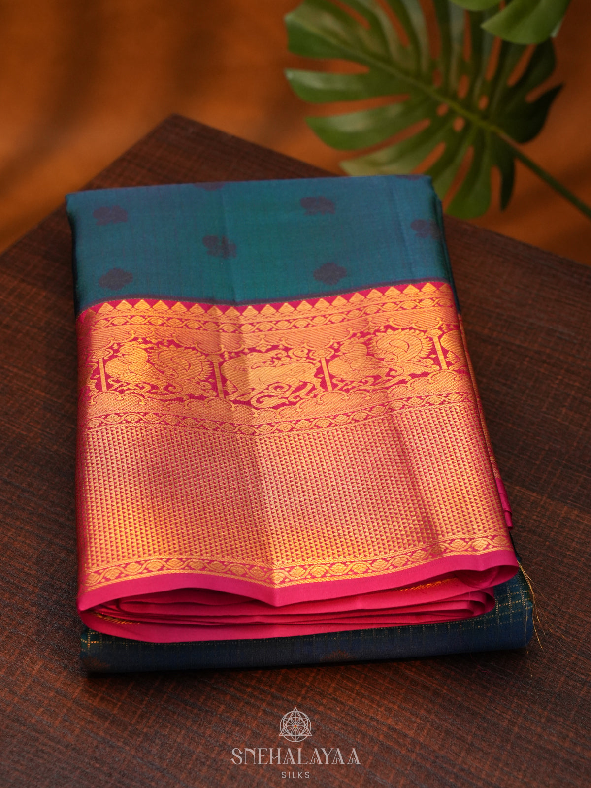 Peacock Blue Kanjivaram Silk Saree