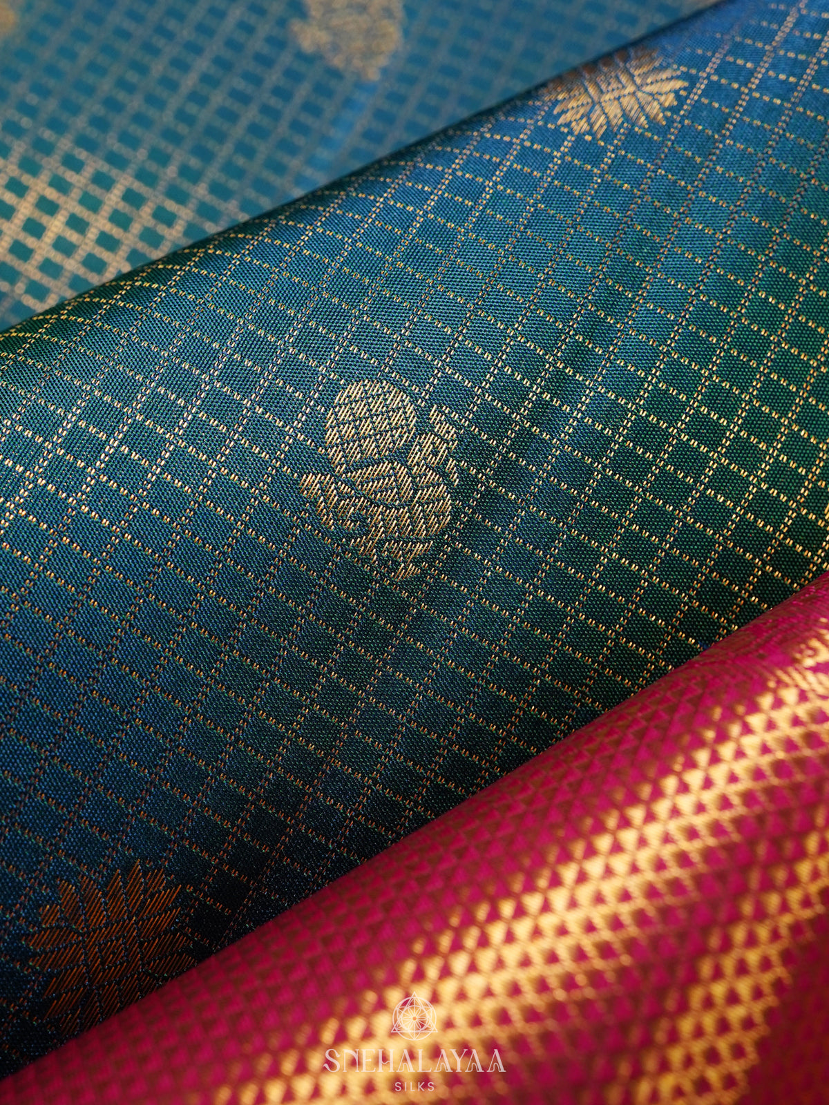 Peacock Blue Kanjivaram Silk Saree