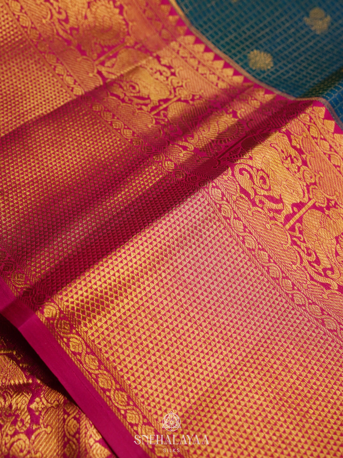 Peacock Blue Kanjivaram Silk Saree