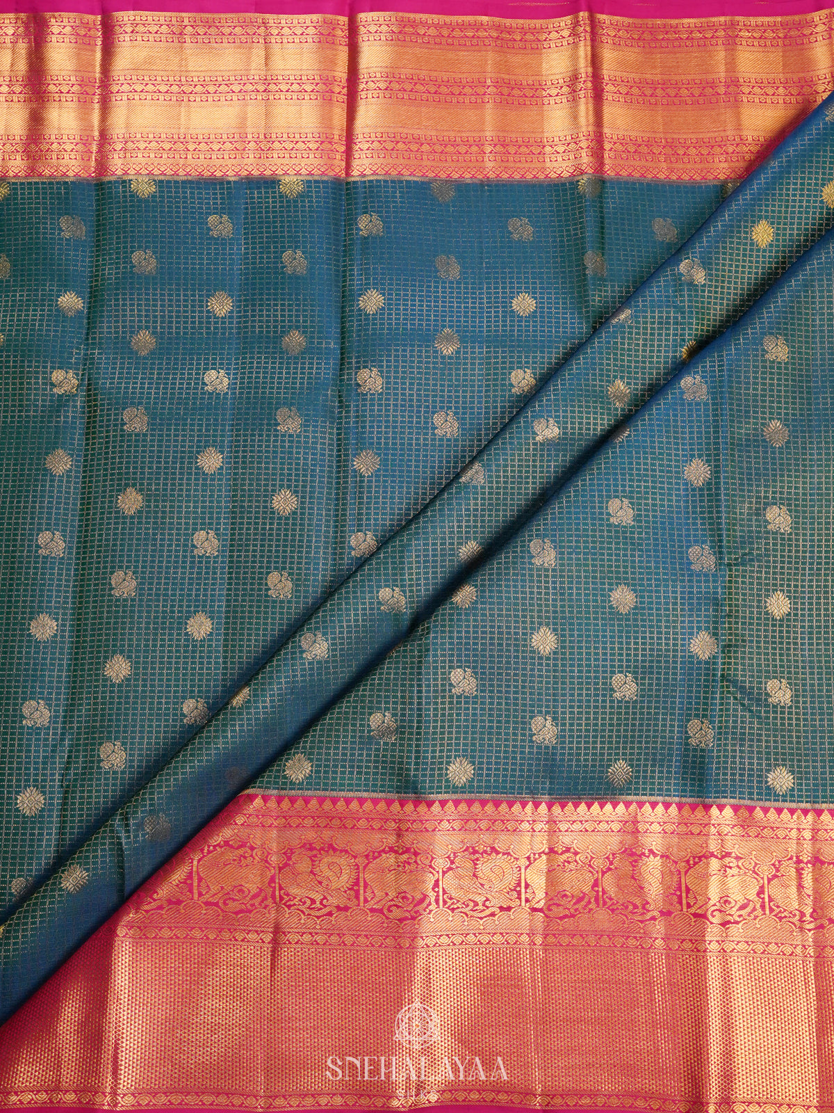 Peacock Blue Kanjivaram Silk Saree