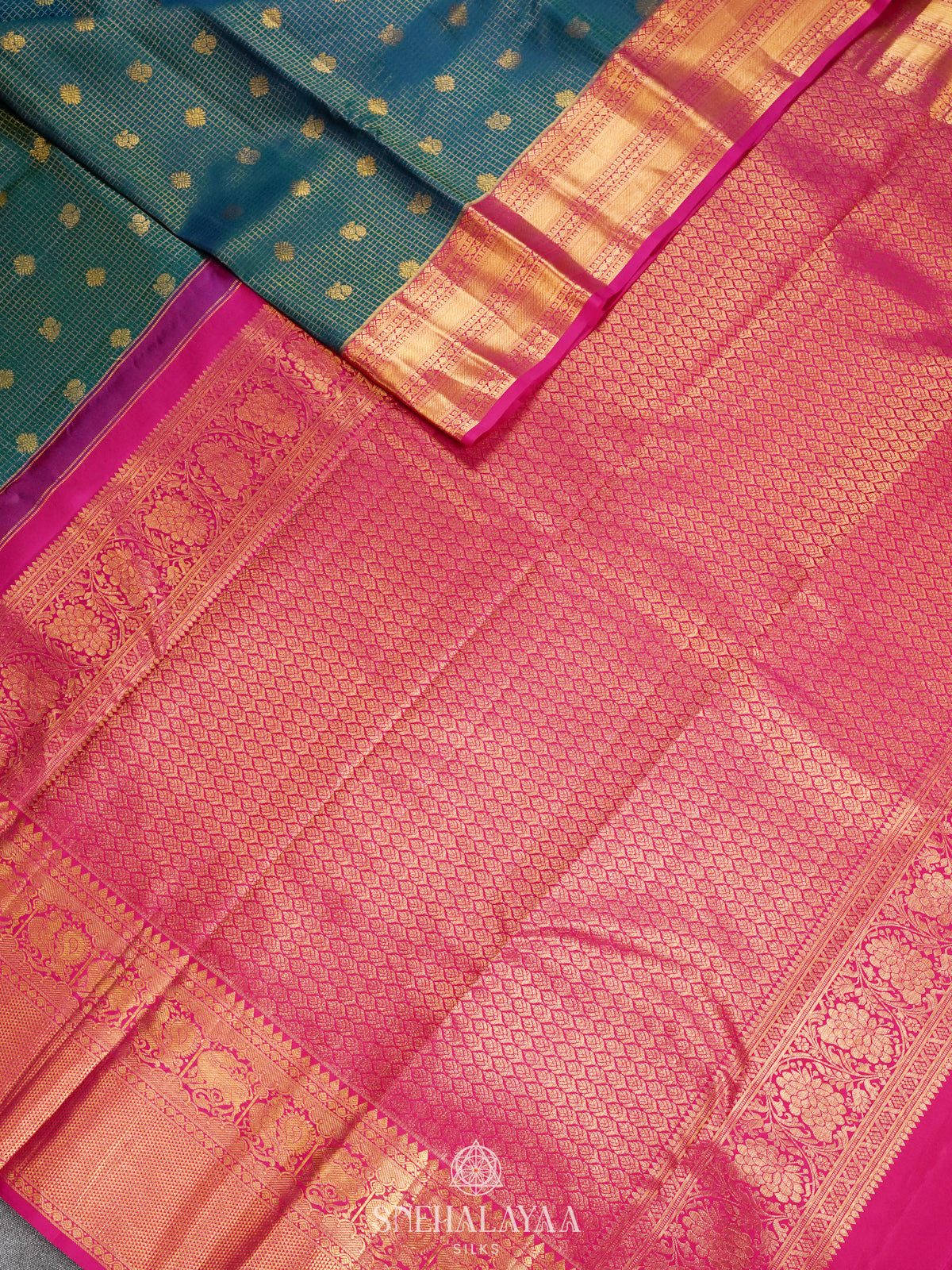 Peacock Blue Kanjivaram Silk Saree