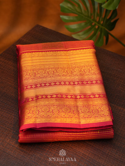 Ruby Red Kanjivaram Silk Saree